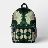 ホワイトアザレアフラワーパーソナライズされた抽象芸術 プリントバックパック (正面)