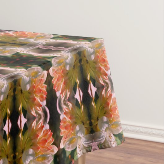 ホワイトアザレアフラワーブロッサムアンドブド抽象芸術 テーブルクロス (インサイチュ)