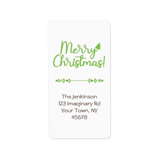 ホワイトアシンプルドレスにクリスマスのメリースクリプト ラベル (正面)