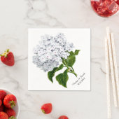 ホワイトアジサイのカスタムウェディングナプキンス スタンダードカクテルナプキン (インサイチュ)