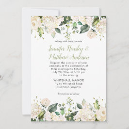 ホワイトアジサイバラグリーンリー結婚式招待状 招待状