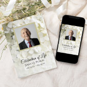 ホワイトアジサイフローラお祝いオブライフ葬儀 招待状