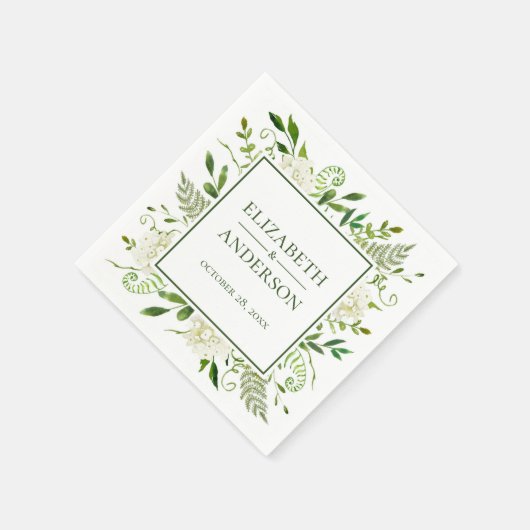 ホワイトアジサイフローラウォーター結婚カラー スタンダードカクテルナプキン (角)