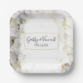 ホワイトアジサイフローラウォーター結婚カラー ペーパープレート (正面)