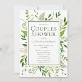 ホワイトアジサイフローラウオーターカラーカップルシャワー 招待状 (正面)