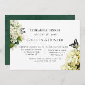 ホワイトアジサイフローラバタフライリハーサルディナー 招待状 (正面/裏面)