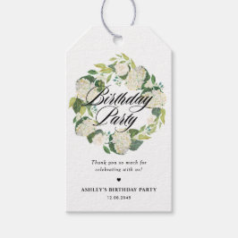 ホワイトアジサイフローラリースバースデーパーティー ギフトタグ