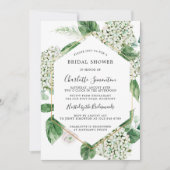 ホワイトアジサイフローラ植物学ブライダルシャワー 招待状 (正面)