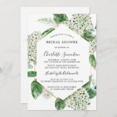 ホワイトアジサイフローラ植物学ブライダルシャワー 招待状 (正面/裏面)