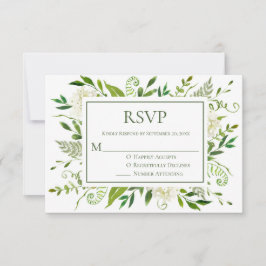 ホワイトアジサイフローラ水彩結婚式RSVP 出欠カード