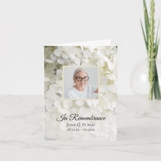 ホワイトアジサイフローラ葬儀悔やみや弔慰 サンキューカード (正面)