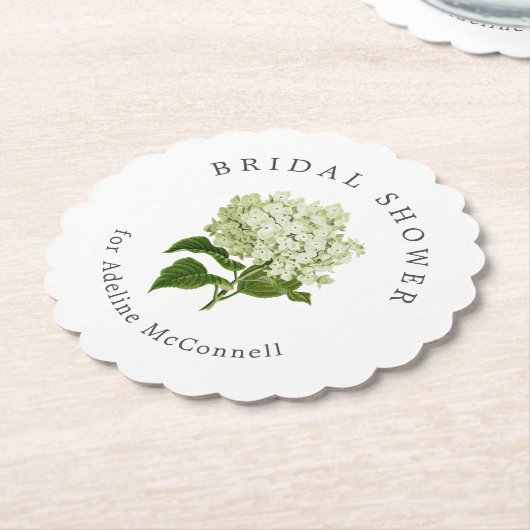 ホワイトアジサイブライダルシャワー ペーパーコースター (アングル)