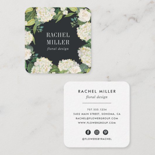 ホワイトアジサイリース スクエア名刺 (正面/裏面)