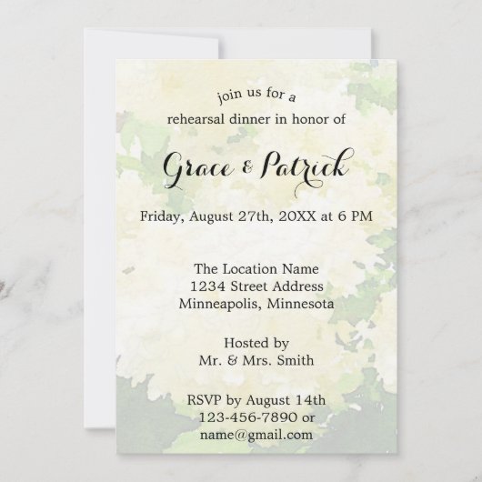 ホワイトアジサイ結婚ズのリハーサル招待状 招待状 (正面)