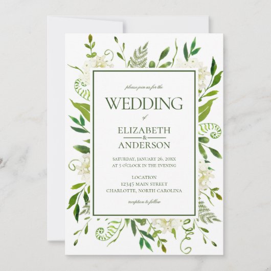 ホワイトアジサイ結婚ズ 招待状 (正面)