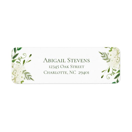 ホワイトアジサイ結婚フローラ差出人住所 ラベル (正面)