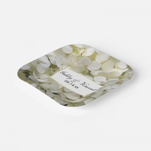 ホワイトアジサイ結婚フローラ ペーパープレート (傾斜あり)