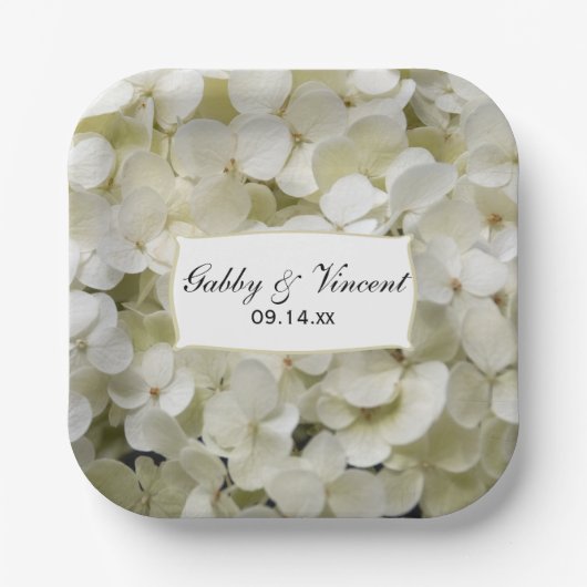 ホワイトアジサイ結婚フローラ ペーパープレート (正面)
