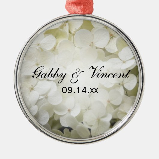 ホワイトアジサイ結婚フローラ メタルオーナメント (正面)