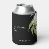 ホワイトアジサイ結婚式の引き出物ブラック 缶クーラー (缶正面)