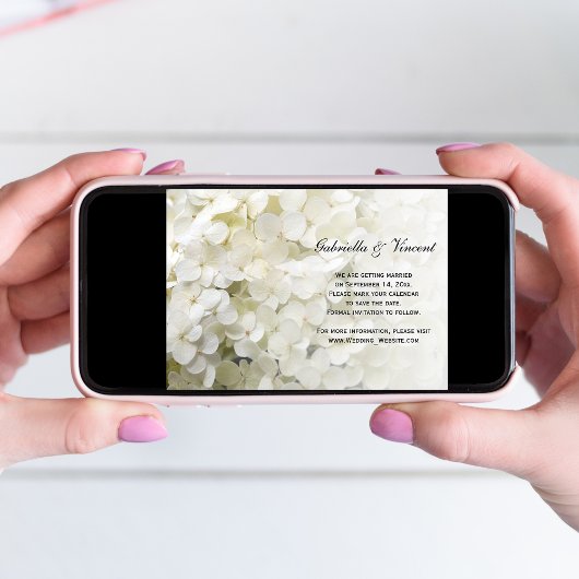 ホワイトアジサイ結婚式の日付発表を保存 セーブザデート