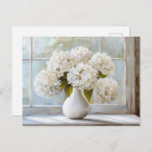 ホワイトアジサイ、コテージコア、ヴィンテージスタイル ポストカード (正面/裏面)