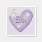 ホワイトアジサイonハート記念日 スタンダードカクテルナプキン (正面)