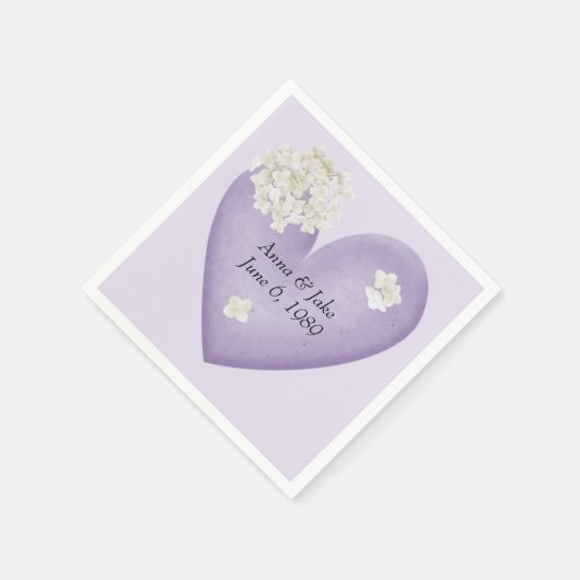 ホワイトアジサイonハート記念日 スタンダードカクテルナプキン (角)