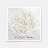 ホワイトアジサイonホワイト抽象芸術 スタンダードカクテルナプキン (正面)