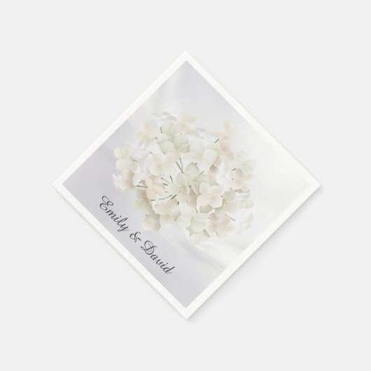 ホワイトアジサイonホワイト抽象芸術 スタンダードカクテルナプキン (角)