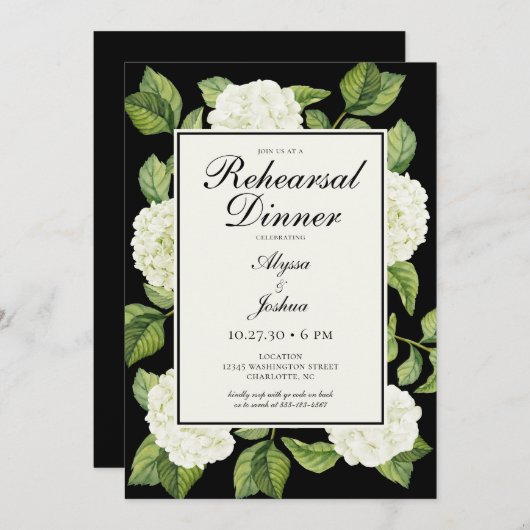 ホワイトアジサイQRコードリハーサル夕食会 招待状 (正面/裏面)