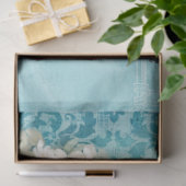 ホワイトアジランゲアブルーフローラバタフライヴィンテージアート 薄葉紙 (ギフト)