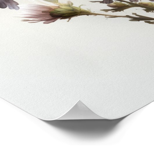 ホワイトアスターフラワーアートプリントポスター ポスター (角)