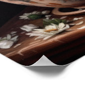 ホワイトアスター花アートプリントポスター ポスター (角)