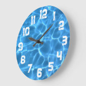 ホワイトアスレチックグランジナンバーズブルースイミングプール ラージ壁時計 (傾斜)