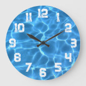 ホワイトアスレチックグランジナンバーズブルースイミングプール ラージ壁時計 (正面)