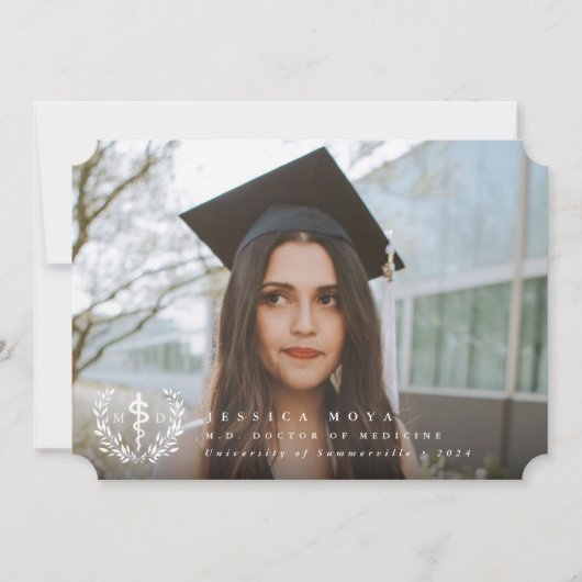 ホワイトアスレピウスMD医学博士の卒業 案内状 (正面)