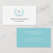 ホワイトアズールマグノリアリースモノグラムシック 名刺 (正面/裏面)