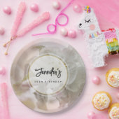 ホワイトアップルブロッサムフォト誕生日 ペーパープレート (パーティー)