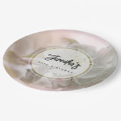 ホワイトアップルブロッサムフォト誕生日 ペーパープレート (アングル)