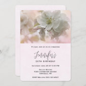 ホワイトアップルブロッサムフォト誕生日 招待状 (正面/裏面)