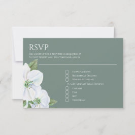 ホワイトアップルブロッサムフラワーRSVP 結婚's 出欠カード