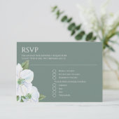 ホワイトアップルブロッサムフラワーRSVP 結婚's 出欠カード (スタンド正面)