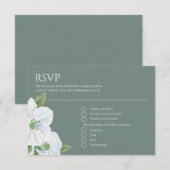 ホワイトアップルブロッサムフラワーRSVP 結婚's 出欠カード (正面/裏面)