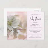 ホワイトアップルブロッサム写真ベビーシャワー インビテーションポストカード (正面/裏面)
