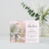 ホワイトアップルブロッサム写真ベビーシャワー インビテーションポストカード (スタンド正面)