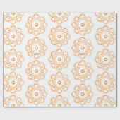 ホワイトアトム記号のオレンジ ラッピングペーパー (フラット)