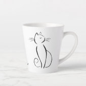 ホワイトアドオン名のミニマル黒猫 カフェラテマグ (右)