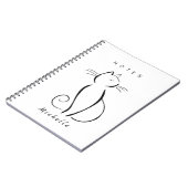 ホワイトアドオン名のミニマル黒猫 ノートブック (左側)