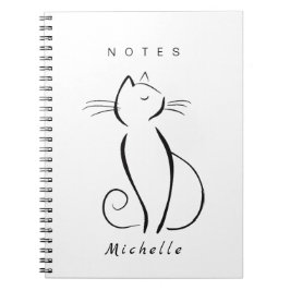 ホワイトアドオン名のミニマル黒猫 ノートブック